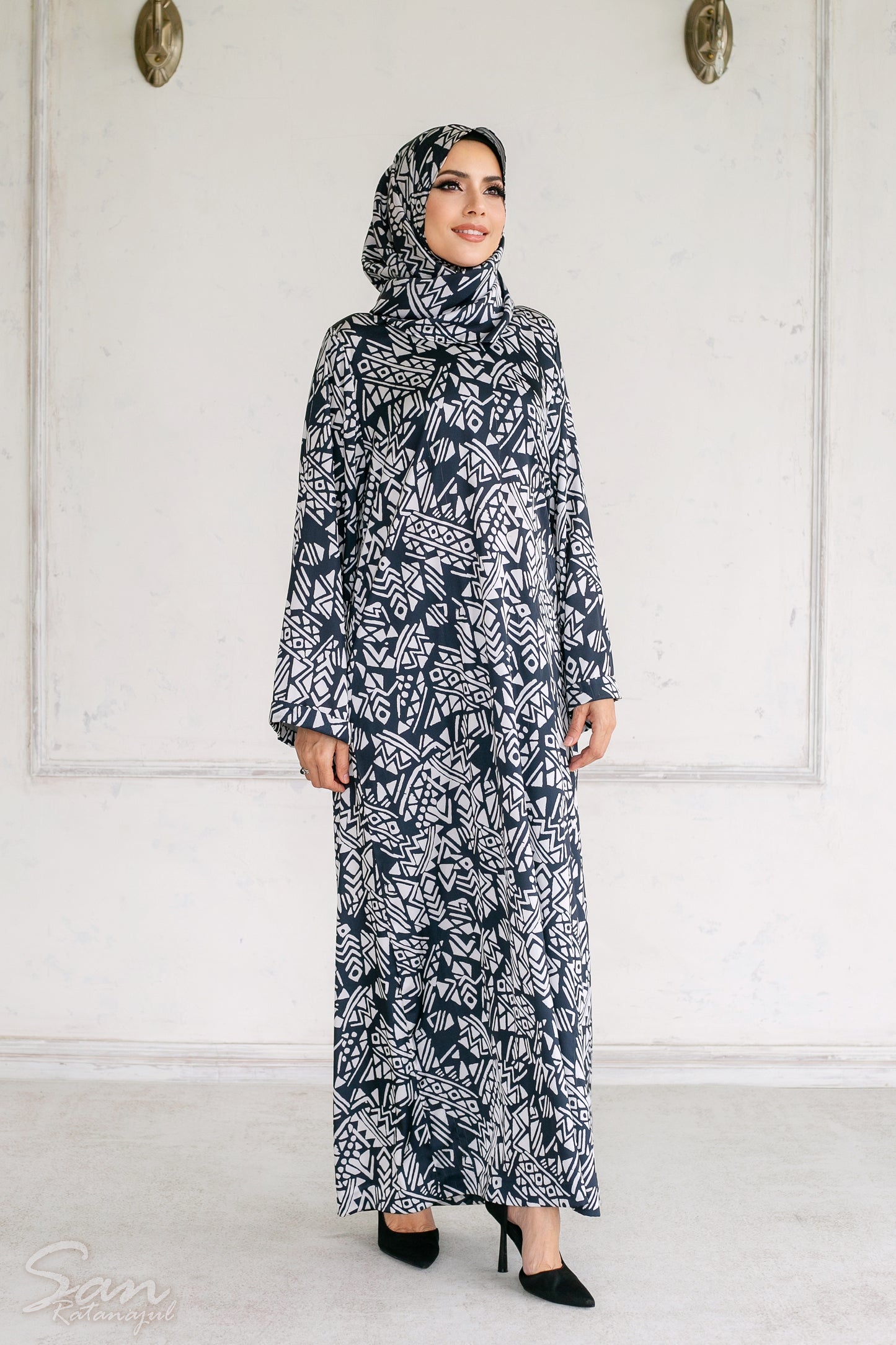 ADÈLE Satin Dress | Premium Exclusive Modest Wear by Zaitoon | Built-in Hijab Dress