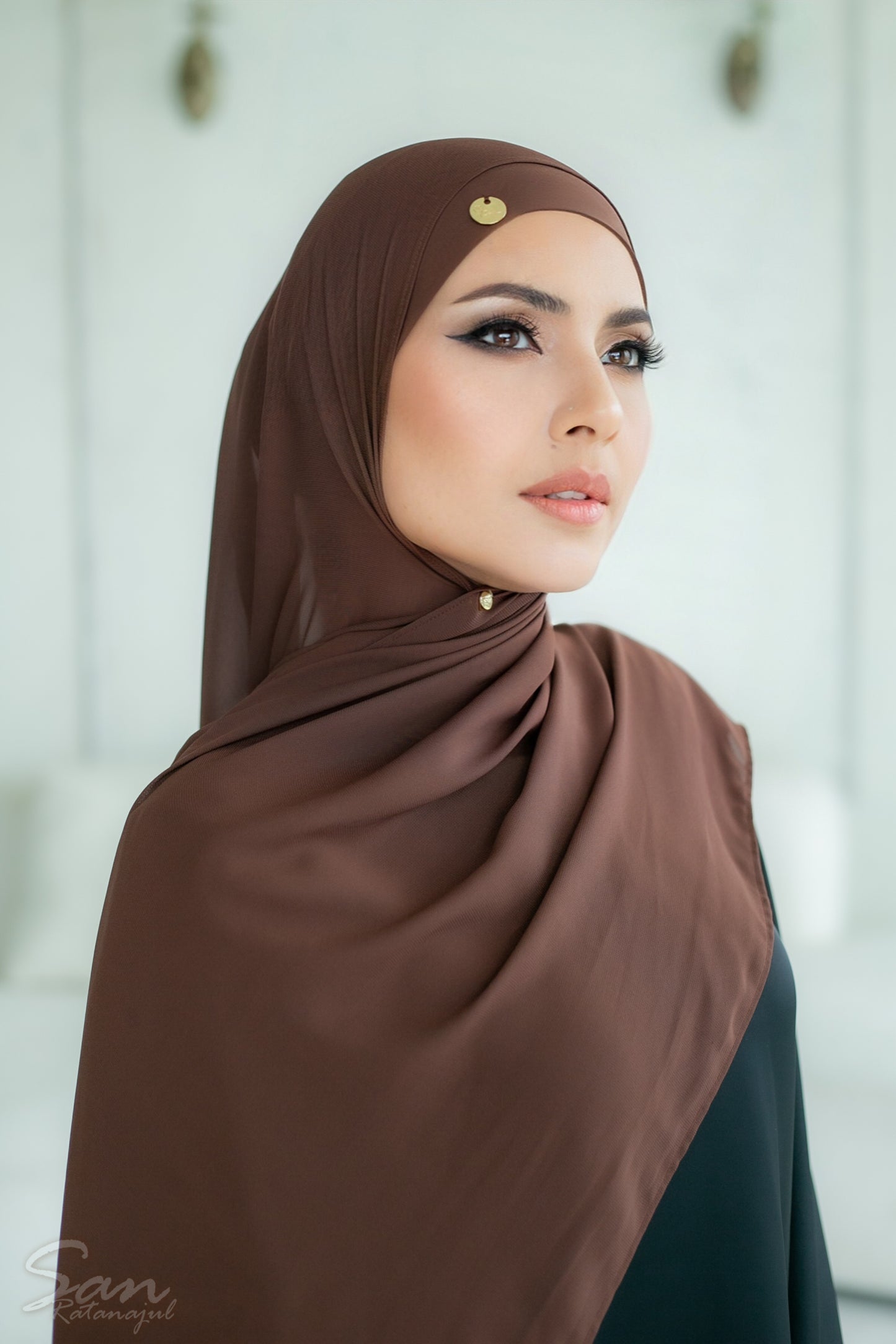 BROWN ROSEWOOD ~ Sakinah: Chiffon Matching Hijab Set