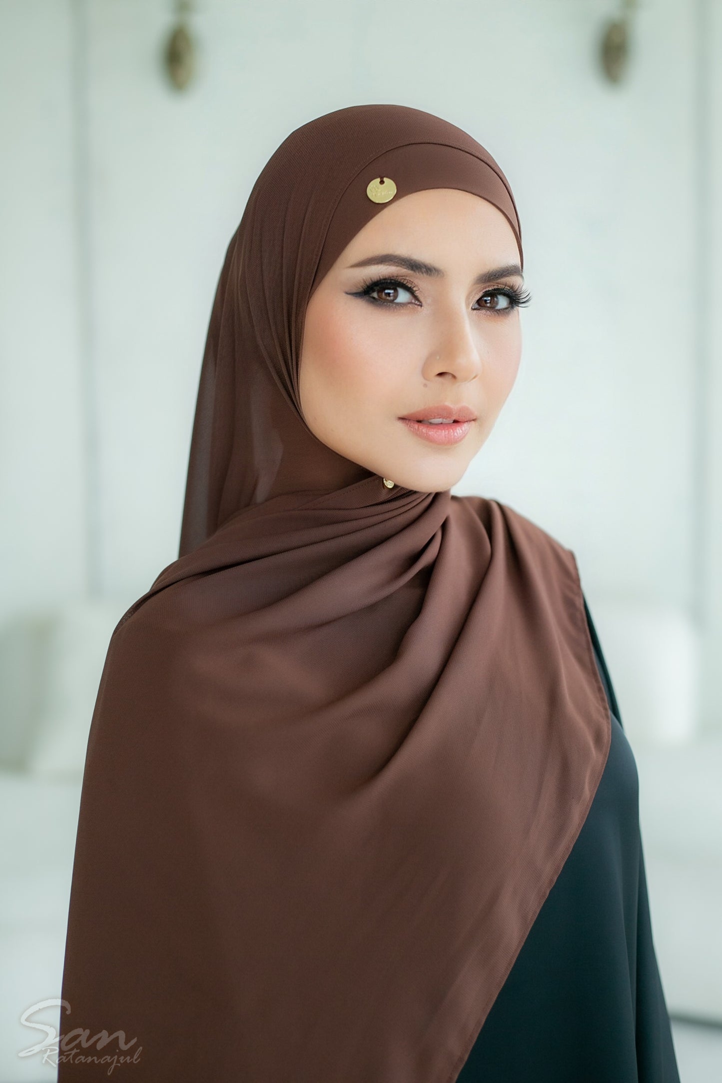 BROWN ROSEWOOD ~ Sakinah: Chiffon Matching Hijab Set