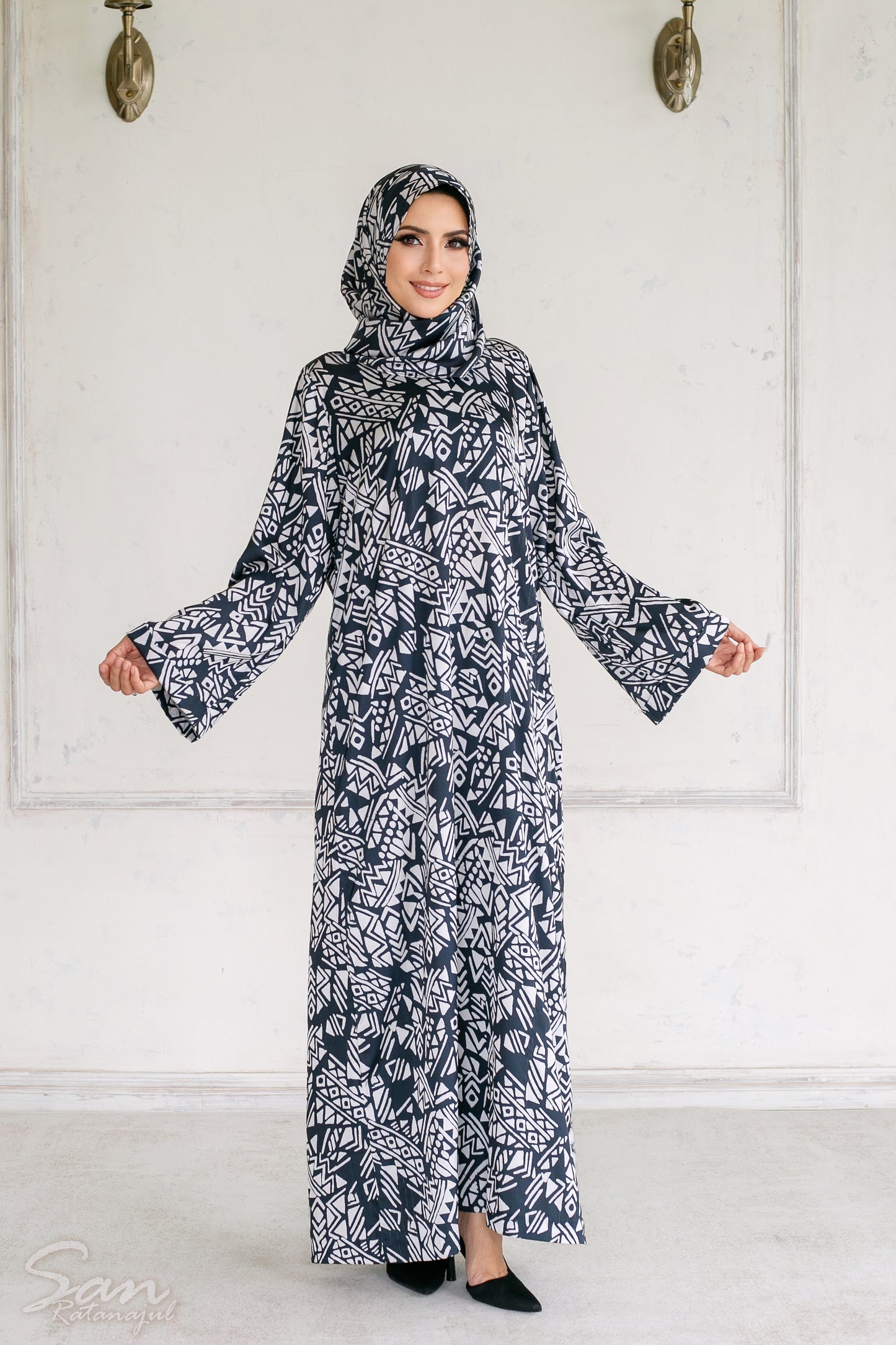 ADÈLE Satin Dress | Premium Exclusive Modest Wear by Zaitoon | Built-in Hijab Dress