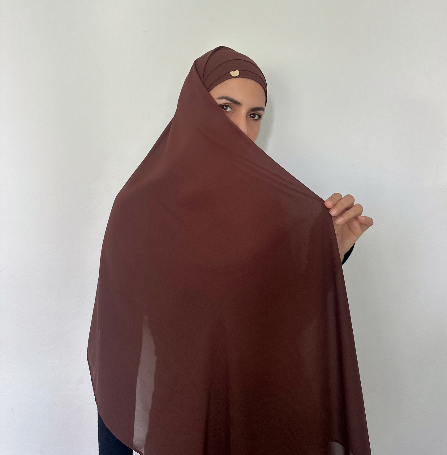 BROWN ROSEWOOD ~ Chiffon matching hijab set. (Hijab+Underscarves)