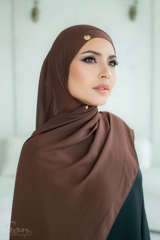 BROWN ROSEWOOD ~ Sakinah: Chiffon Matching Hijab Set