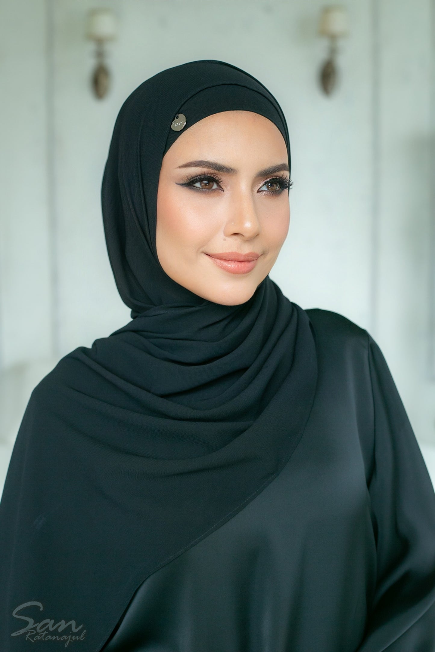 BLACK ~ Sakinah: Chiffon Matching Hijab Set
