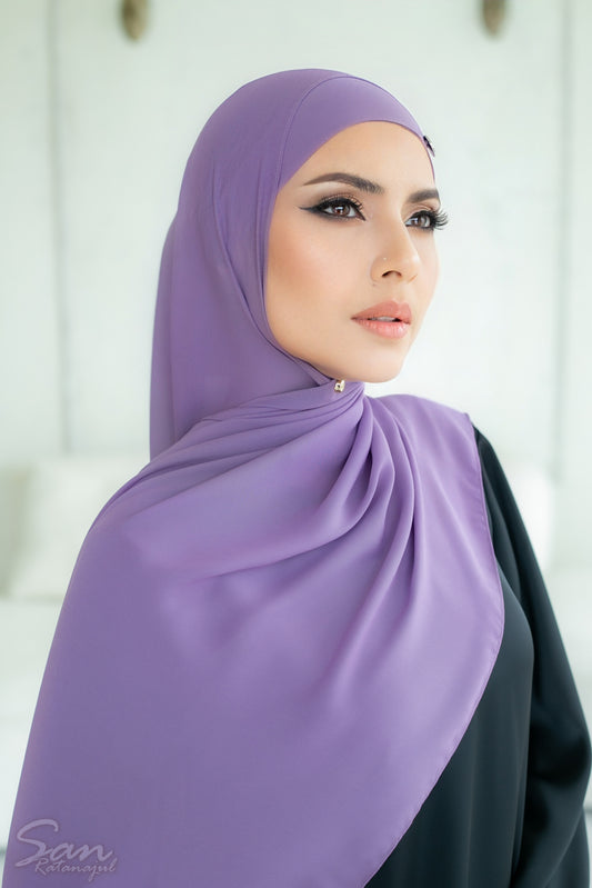 IRISH PURPLE ~ Sakinah: Chiffon Matching Hijab Set