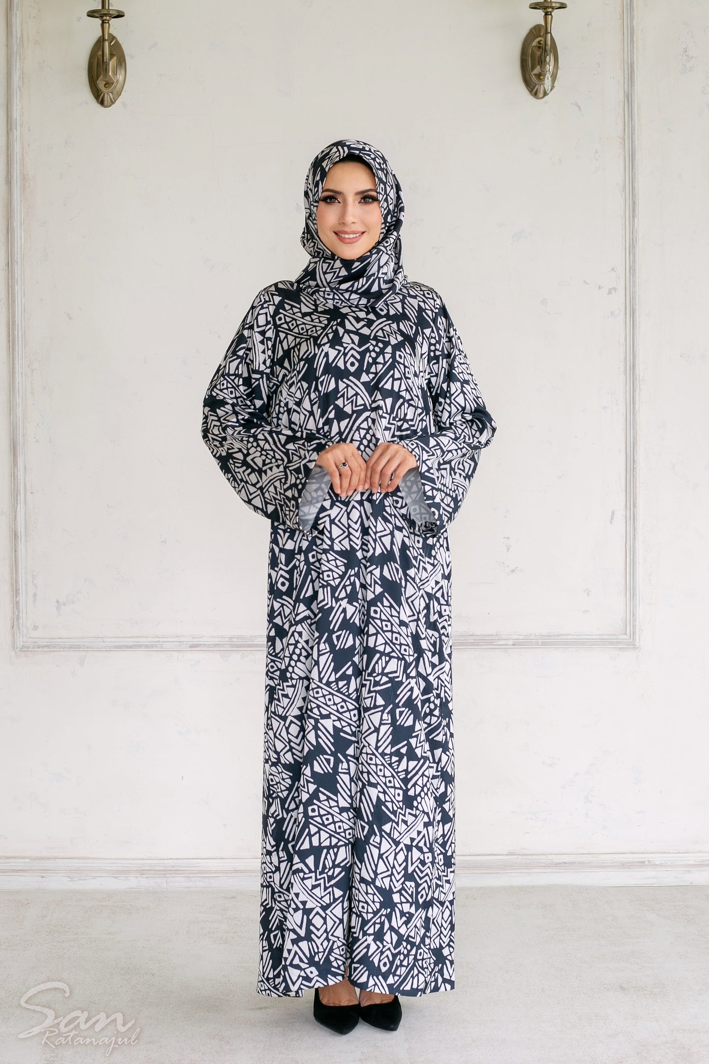 ADÈLE Satin Dress | Premium Exclusive Modest Wear by Zaitoon | Built-in Hijab Dress