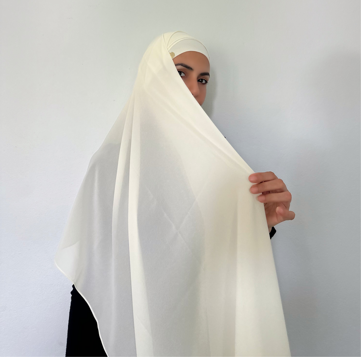 VANILLA ~ Chiffon matching hijab set. (Hijab+Underscarves)