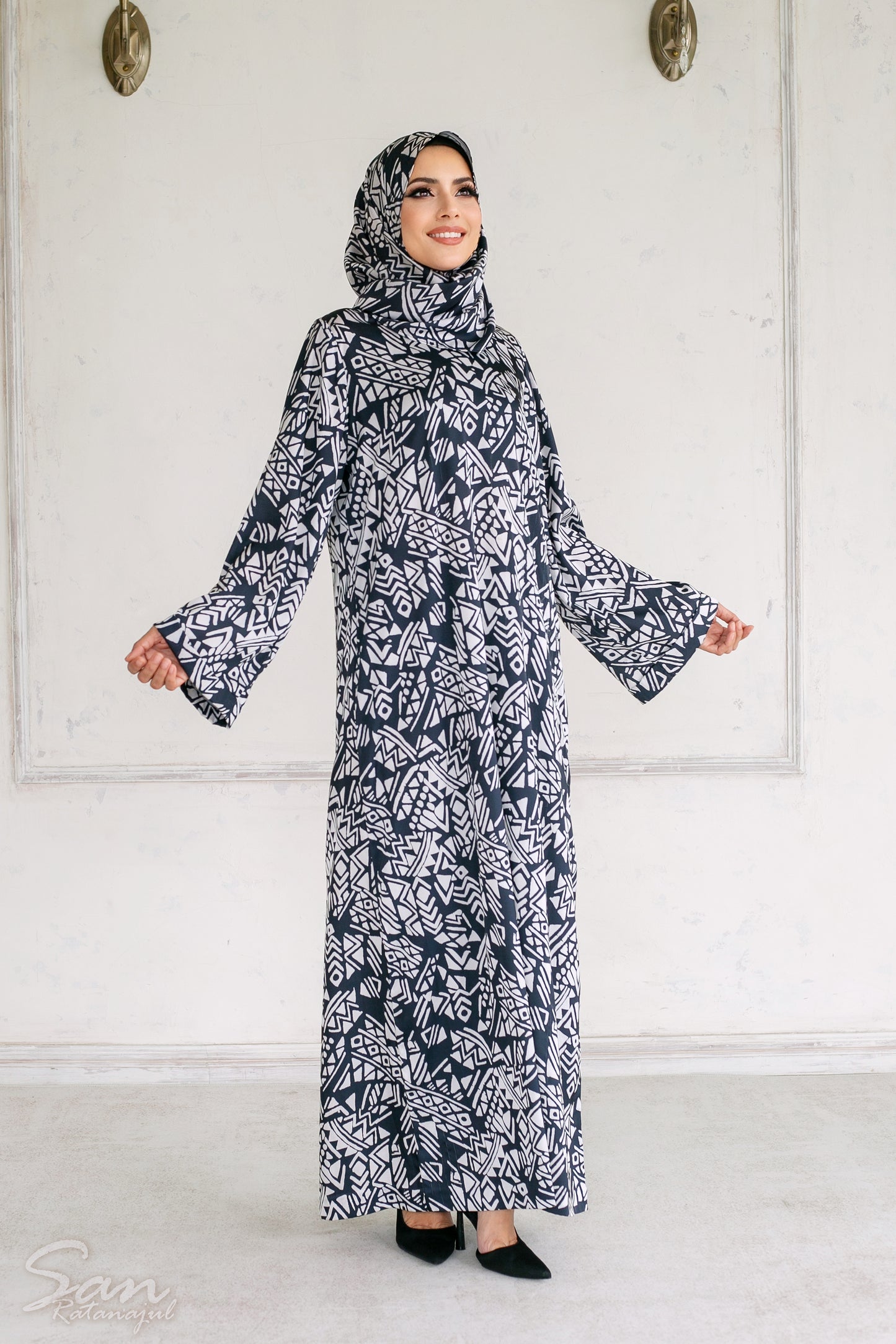 ADÈLE Satin Dress | Premium Exclusive Modest Wear by Zaitoon | Built-in Hijab Dress
