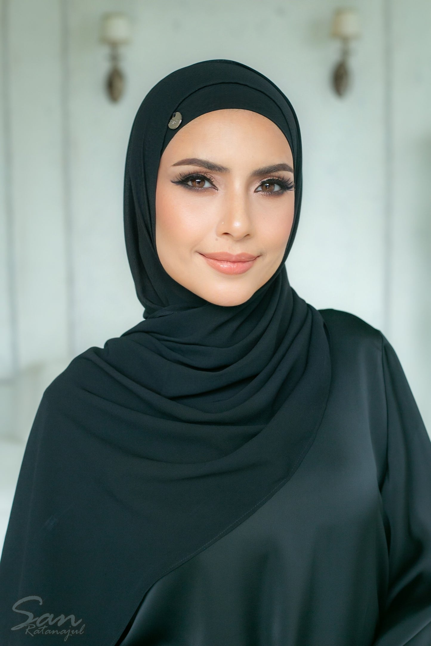 BLACK ~ Sakinah: Chiffon Matching Hijab Set