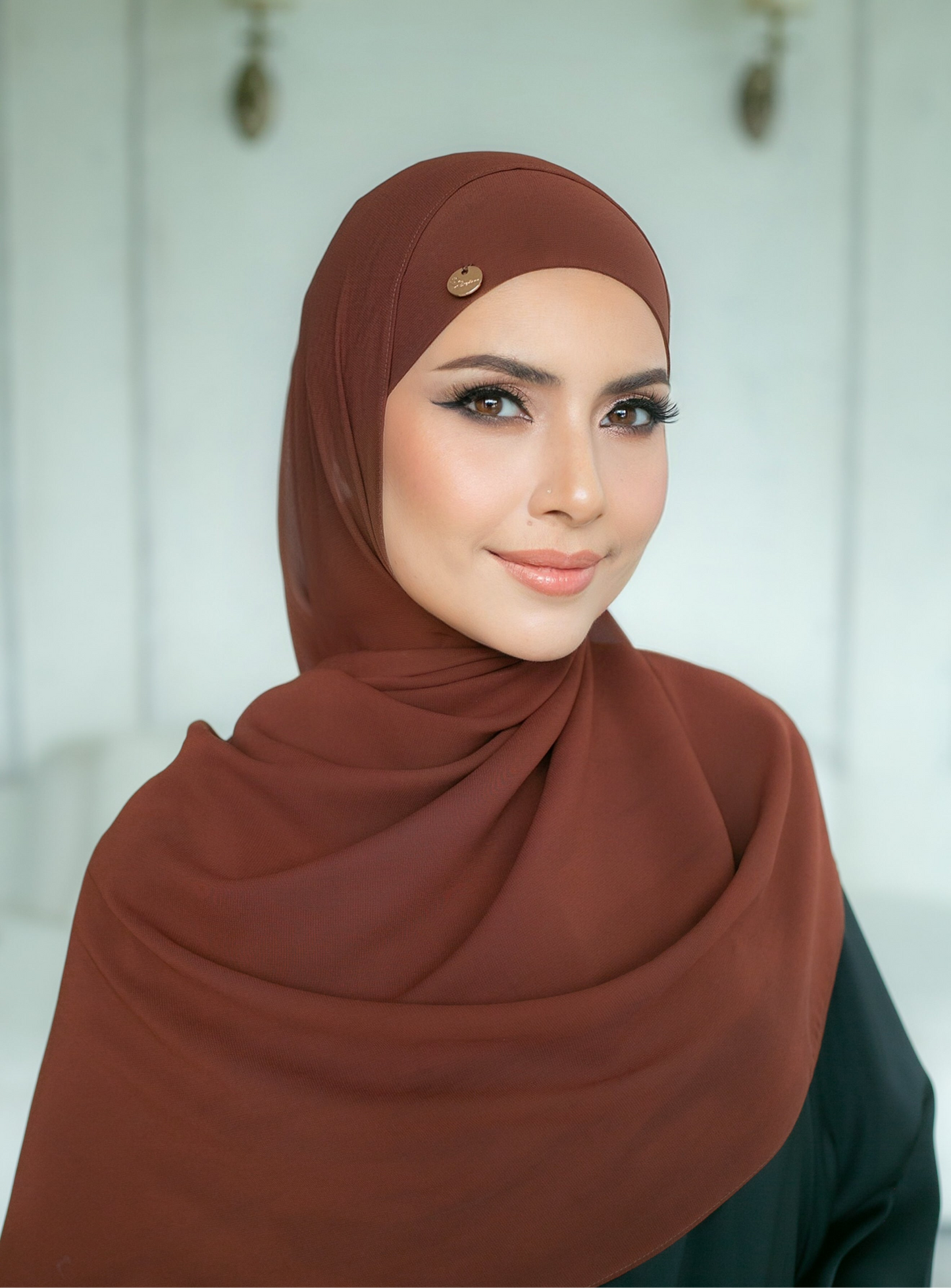 WALNUT ~ Sakinah: Chiffon Matching Hijab Set