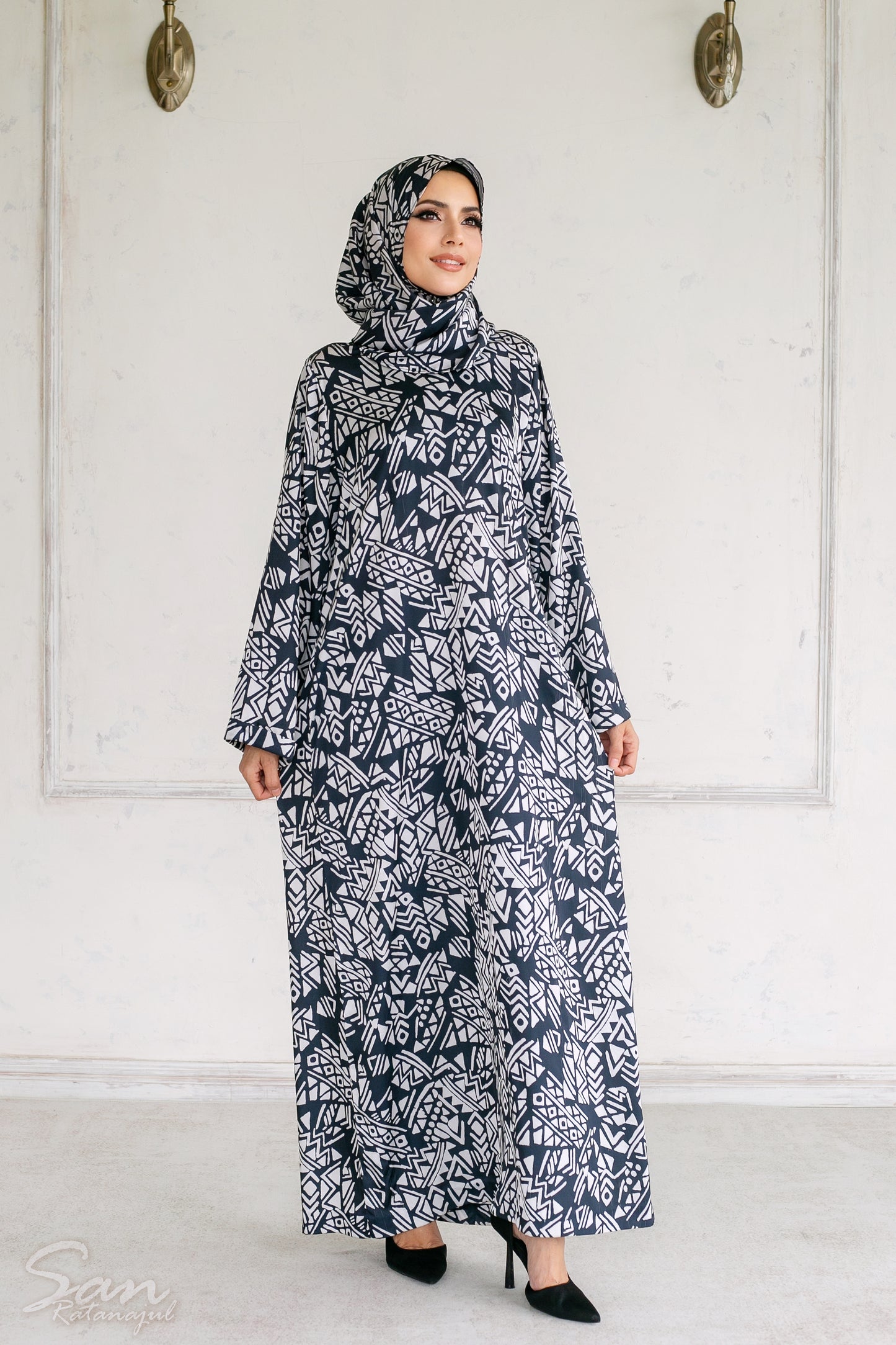 ADÈLE Satin Dress | Premium Exclusive Modest Wear by Zaitoon | Built-in Hijab Dress