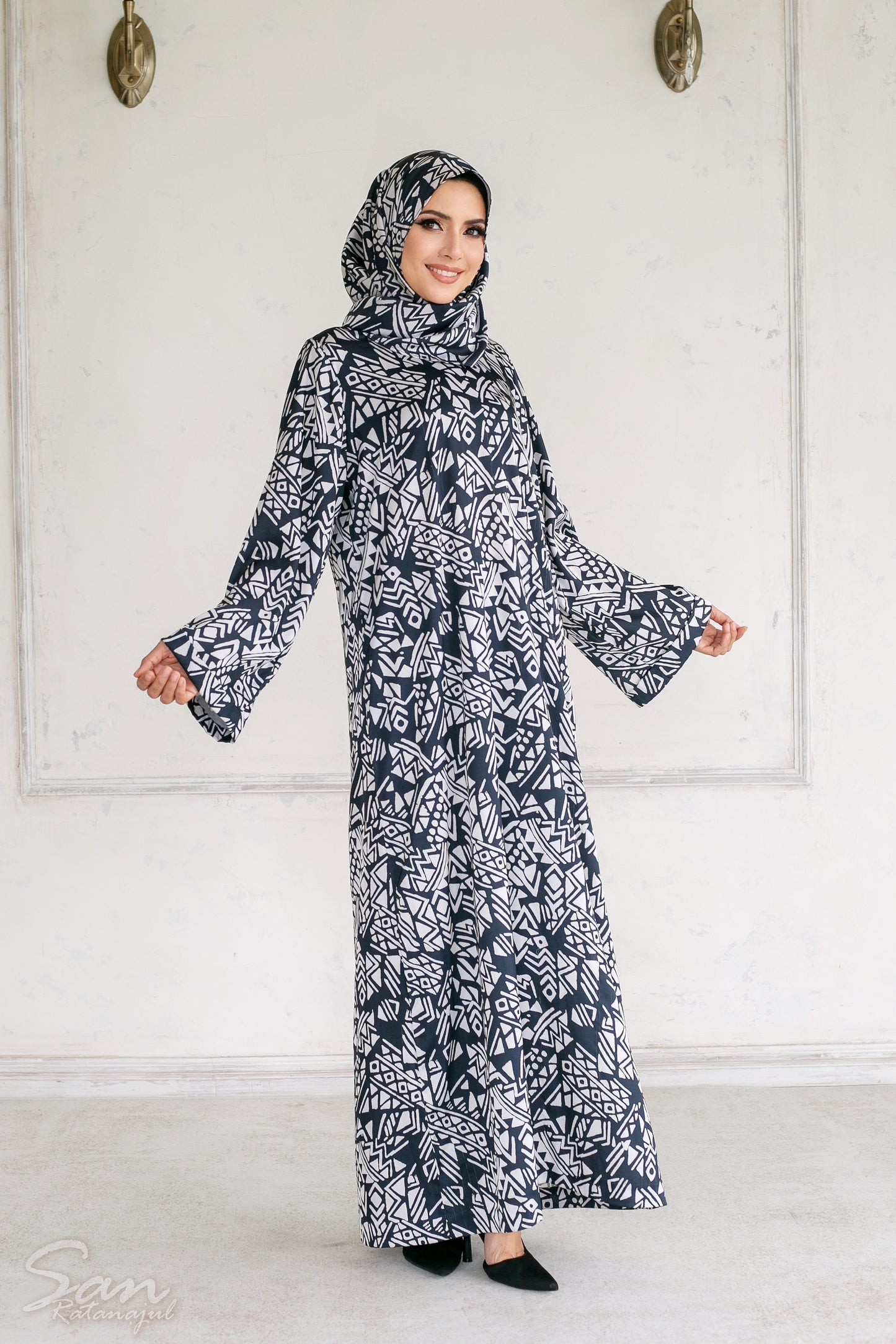 ADÈLE Satin Dress | Premium Exclusive Modest Wear by Zaitoon | Built-in Hijab Dress
