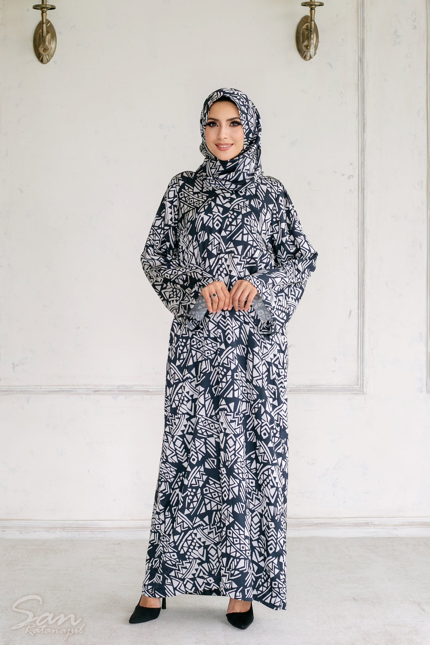 ADÈLE Satin Dress | Premium Exclusive Modest Wear by Zaitoon | Built-in Hijab Dress