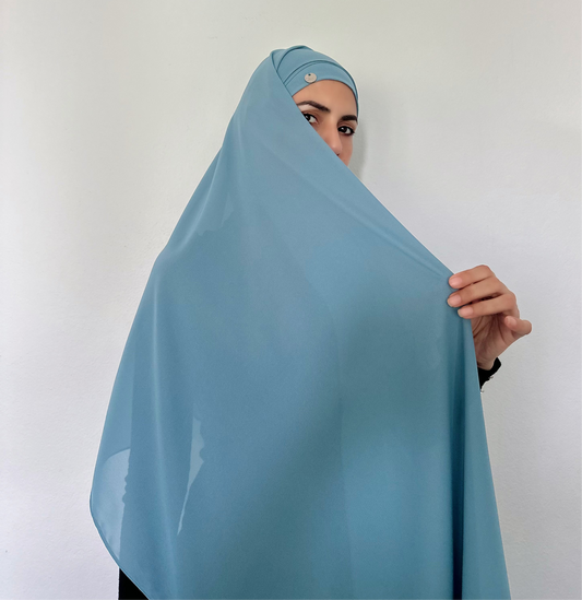 DUSKY BLUE ~ Sakinah: Chiffon Matching Hijab Set