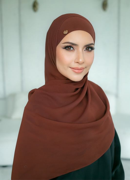 WALNUT ~ Sakinah: Chiffon Matching Hijab Set