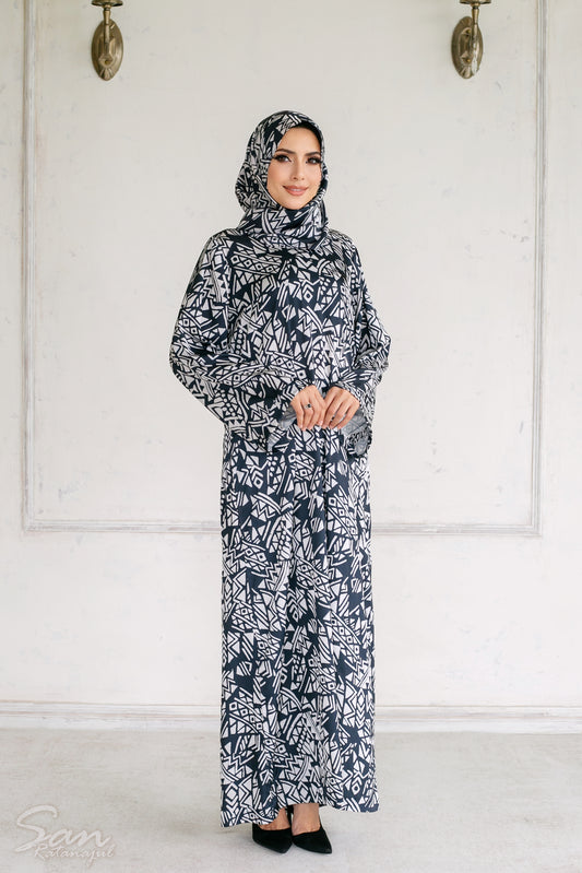 ADÈLE Satin Dress | Premium Exclusive Modest Wear by Zaitoon | Built-in Hijab Dress