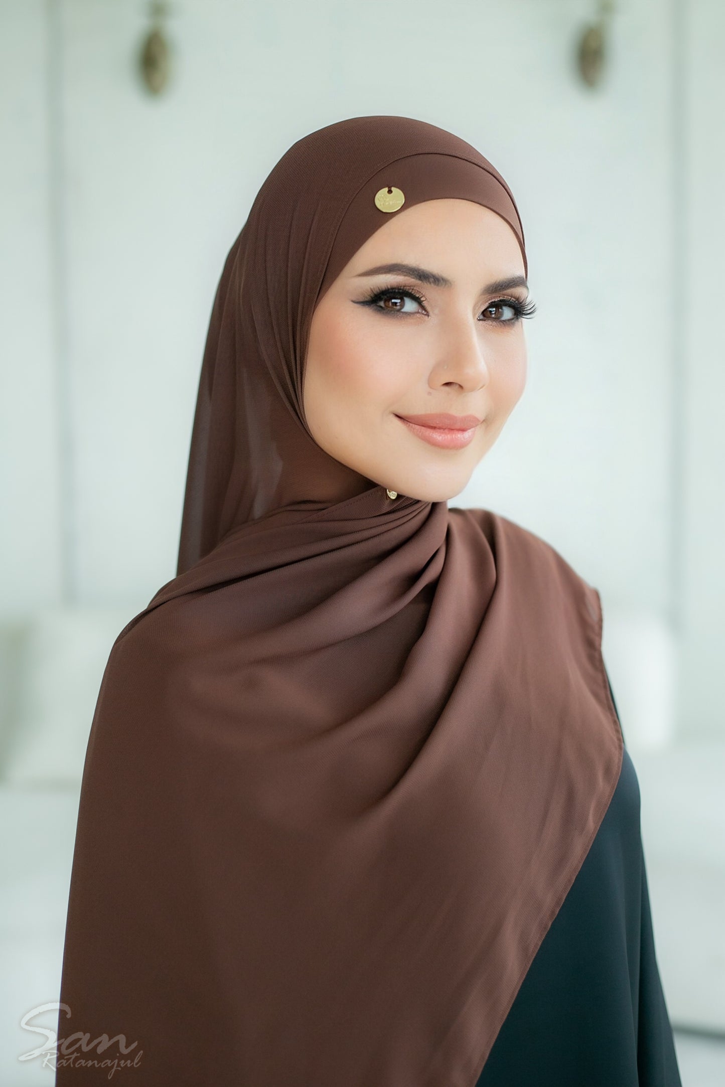 BROWN ROSEWOOD ~ Sakinah: Chiffon Matching Hijab Set